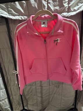 Champion Pink Full-Zip Athletic Jacket with White Trim